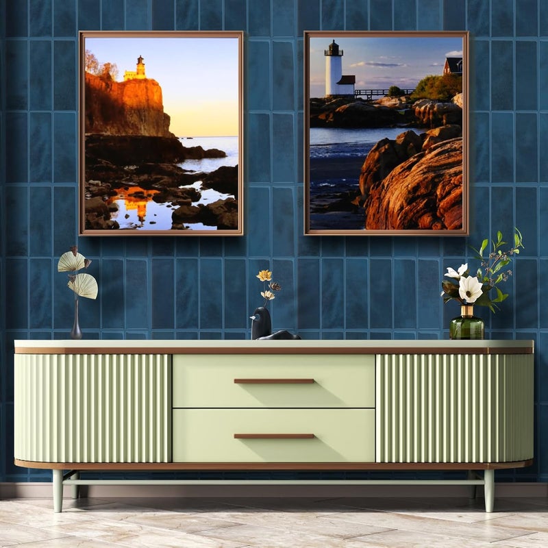AdoDecor بلاط خلفية قابل للتقشير واللصق للمطبخ، ترقية جديدة 12" × 12" بلاط خلفية كبير ممتاز للمطبخ، ملصق على بلاط المترو قابل للتقشير واللصق، أزرق 10 ورقات. - Image 5
